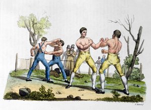 Boxe na Inglaterra, ilustração de &39;Traje antigo e moderno&39; por Giulio Ferrario, publicado em Milão 1819